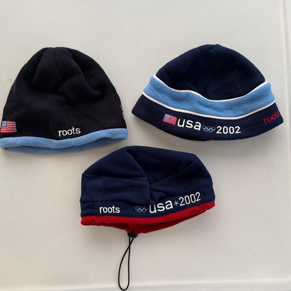 Vintage 2002 Winter Olympics Salt Lake City 3 Roots USA Beanies - never worn